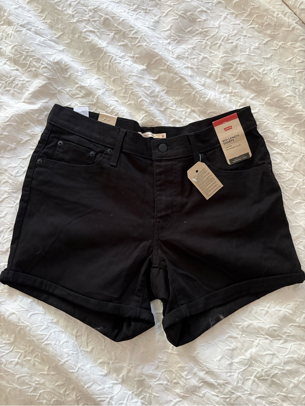 Levi's 501 Black Cuffed Jean Shorts